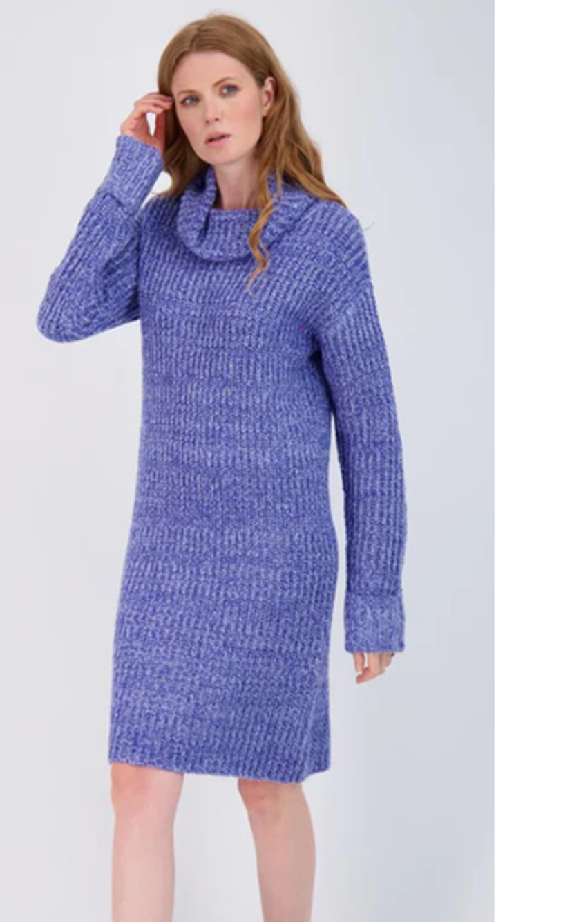 STITCHDROP Statement Roll Neck Sweater Dress Blue Rainer Large NEW